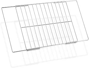 Upgraded 304 Stainless Steel Universal Adjustable Oven Rack Replacement for Samsung GE Whirlpool LG Frigidaire Kenmore Oven Rack Extendable Oven Wire Rack Shelf Adjusts from 17.3-25.6 Wide