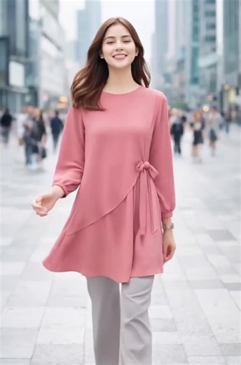 Atasan Tunik Bahan Crinkle #atasanwanita #tunik #blouse #outfit #fashionwanita