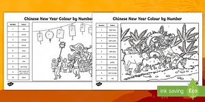 Chinese New Year Colour By Numbers Colouring Pages