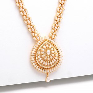 Pearl Long Necklace Set | 22K Gold Plated Set - Etsy Canada