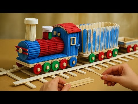 DIY Wooden Train Made from Ice Cream Sticks | Creative Handmade Craft Tutorial