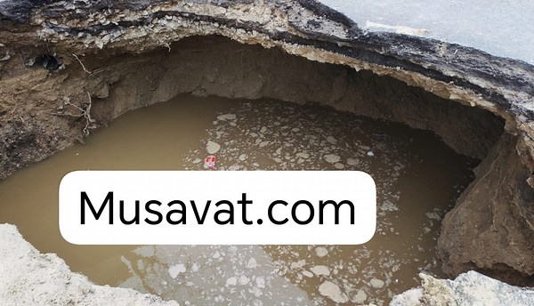 Bakıda bu yol çökdü, iri çuxur yarandı - VİDEO