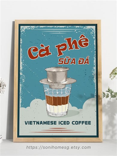 Vietnamese Iced Coffee Ca Phe Sua Da Wall Art Print Digital Download Kitchen Decor Retro Asian Cuisine Foodie Gift Signage Illustration - Etsy