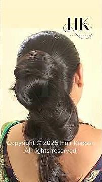 Traditional Indian Maid Hairstyle ✨ Half Knot Bun on Thick Long Hair | Mature Lady in Saree Look