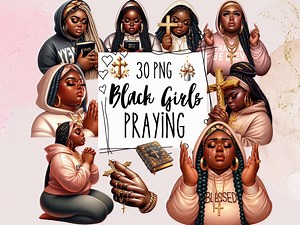 Praying Black Girls Clipart, Spiritual Planner Stickers (digital Download) - Etsy