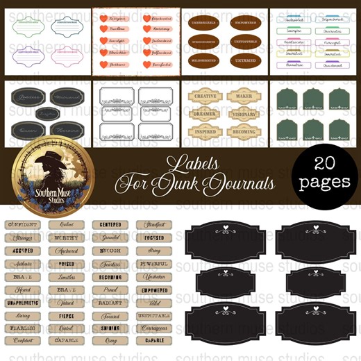 Junk Journal Labels Digital, Printable Labels, Label Sheets Instant Download, 20 PDF Pages, Vintage Style Labels, Planner Stickers, Digikit - Etsy