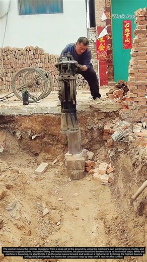 Operating a jumping jack compactor to climb out of a trench