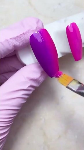 Easy Summer Ombre Nails Using Neon Gel Colors 💖💜 #ombrenails #madamglam #nailsinspo