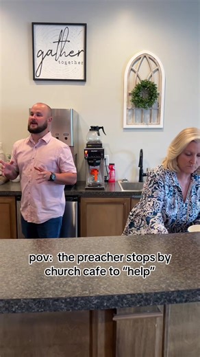 You’re trying to run the church café but the preacher wants to talk to everyone ☕😅 #churchvolunteer #coffee #church #sunday #churchtiktok