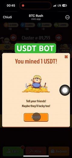 🤑Earn Free USDT on Telegram using this Bot BTCRush #bitcoin #usdt #crypto #telegrambot