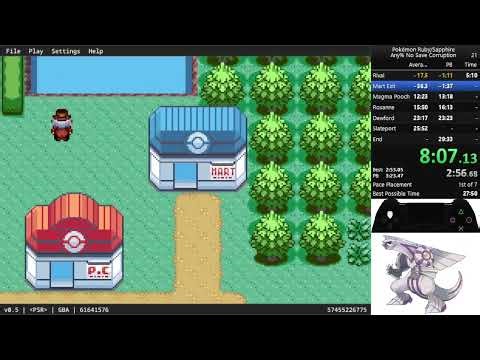 Pokémon Ruby any% No Save Corruption (Emulator) speedrun in 27:49 [current WR]