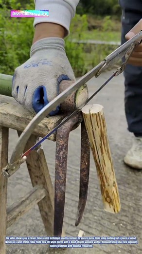 Wood Meets Iron: How a Simple Wooden Wedge Locks a Farming Tool in Place