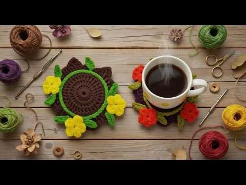 How to Make a Crochet Flower Coaster 🌼 Left-Handed | Easy Step by Step (Pattern Included)