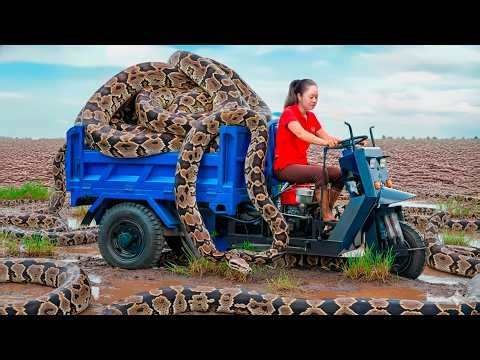 Harvesting Giant Mutant Pythons 200Kg & Go to Market Sell | Giant python hiding under giant yam