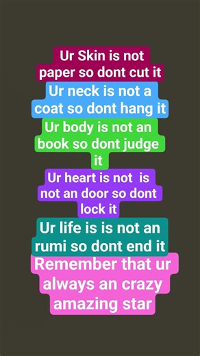 DONT HATE URSELF! UR AN AMAZING PERSON AND STAR