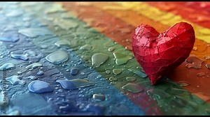 Rainbow-colored heart symbolizing love, respect, affection, and emotional freedom. Love is love. Animated 3D illustration