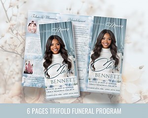 Trifold Funeral Program Template | Editable Canva Template | in Loving Memory | Memorial Service Brochure - Etsy