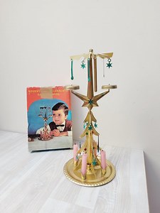 Christmas Tree & Star Angel Chimes Spinning Pyramid, German Old Advent Brass Bell Carousel Candleholder Candle Holder Tin Original Swedish - Etsy