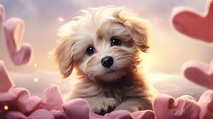 Valentine's Day Puppy Desktop Wallpapers, Adorable Puppy Computer Backgrounds for Instant Download - Etsy