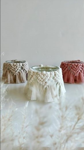 BOHO WINDLICHT / DOSE aus Glück-Glas/Tutorial Macrame Candle Holder / Original-Video on my channel♡︎