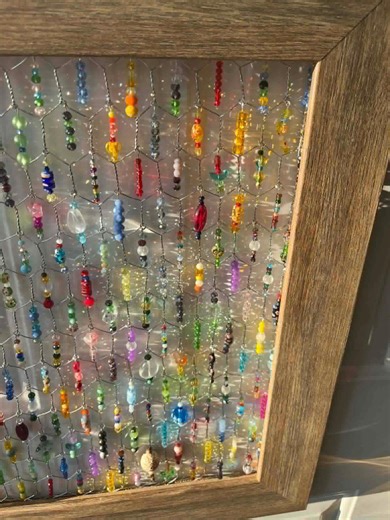 Beaded Chicken Wire Art, Colorful Glass Beads, Wood Frame (20.75 X 16.5 In.) - Etsy
