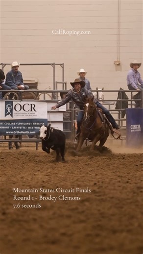 Brodey Clemons showed up to work at the Mountain States Circuit Finals. 😮‍💨 He stopped the clock at 7.6 to win round one, then split round two with a 7.8. With 15.4 on two head, he’s leading the average going into round No. 3 tonight. Stay tuned for more Dechra US Equine circuit updates! | CalfRoping.com