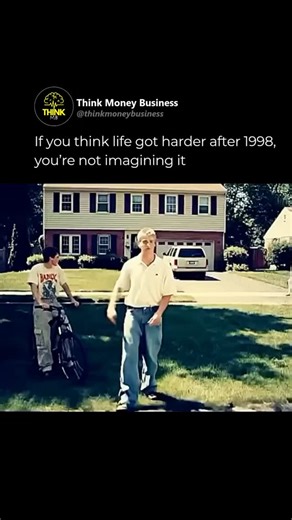 Business | Wealth | Entrepreneurship on Instagram: "Follow @thinkmoneybusiness for smarter moves they don't teach you in school. If you feel like life got harder after 1998, you’re not imagining it, the math backs it up. Since the late ’90s, the cost of housing, education, healthcare, and basic necessities has exploded, while real wages barely moved. That gap is the real story. Inflation didn’t just raise prices, it quietly reduced what your money means. Each year, your savings buy less, your sa