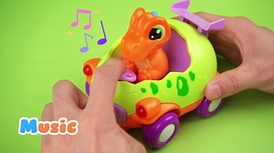 Remote Control Car for Toddlers 1-3: Dinosaur RC Cars Toys for Kids 2-4 with Led Lights Music, Christmas Birthday Gifts for 3-5 Year Old Boys, 2 Packs for Racing