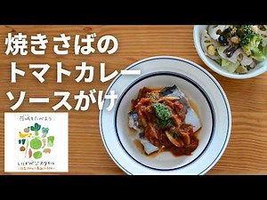 フライパンで完結！焼きさばのトマトカレーソースがけ【簡単・魚料理】 いばベジスタイル／茨城県