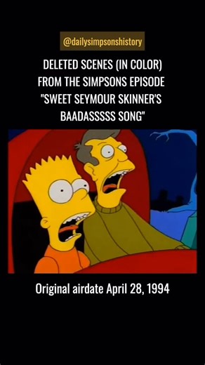 On This Day in Simpsons History on Instagram: "Deleted scenes (in color) from The Simpsons 100th episode, “Sweet Seymour Skinner’s Baadasssss Song.” Original airfare April 28, 1994. #thesimpsons #simpsons #deletedscenes #1990s"