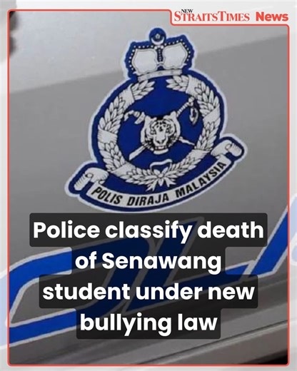 107K views · 633 reactions | #NSTTV Police have classified the death of a student at a school in Senawang yesterday afternoon under Section 507C of the Penal Code for bullying through communication. Negeri Sembilan police chief Datuk Alzafny Ahmad said the 10-year-old boy was found unconscious in a school toilet before being sent to a private clinic. READ MORE : https://bit.ly/4gQiCOZ | NST Online | Facebook