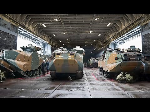 Inside Gigantic Ship Launching US and Japanese AAVs During Beach Assault