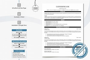 ATS Resume Template: Clean, Modern Design (google Docs & Word) - Etsy Canada