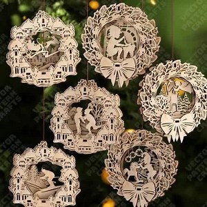 Laser Cut Christmas Tree Ornaments Svg File Glowforge 3D Christmas Tree Ornaments Svg Christmas Wreath Ornaments Bauble Dxf Christmas Laser - Etsy