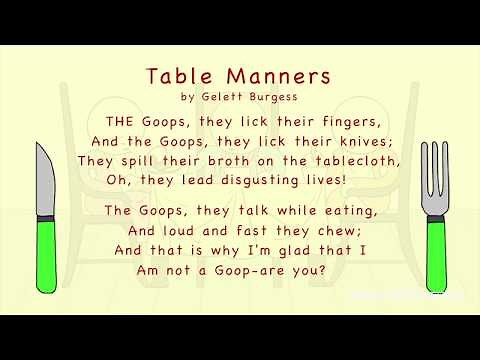 Table Manners by Gelett Burgess | Poetry YouTube Video | The Goops Poem