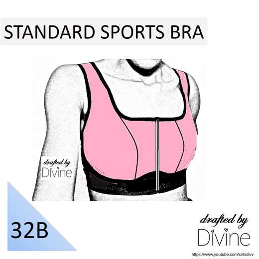 32B Standard Sports Bra Pattern DraftedbyDivine