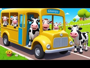 Three Little Cows Ride the Bus 🐄🚌 | 3D Animated Nursery Rhyme for Kids