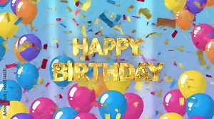 happy birthday text and baloons out of the box 3d intro animation