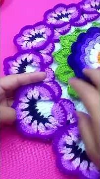 02 How to crochet FLOWER #51 with leaves step by step for table runners and mats