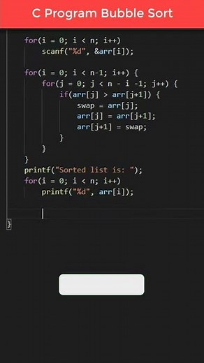 C Program Bubble Sort #shorts