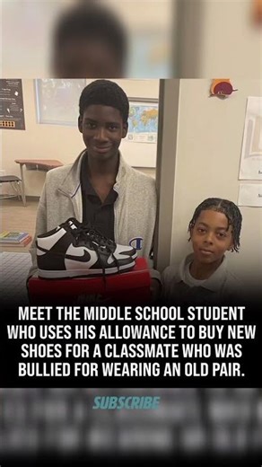 Middle schooler uses allowance to buy bullied classmate new shoes. 👟❤️ #Kindness #YoungHero