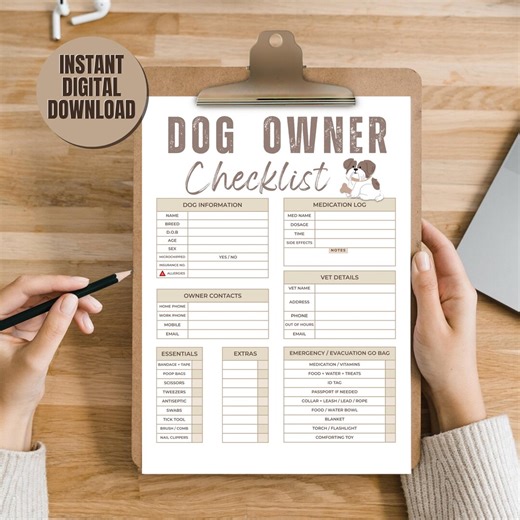 New Puppy Checklist Dog Care Travel Essentials Instant Download (printable PDF) - Etsy UK