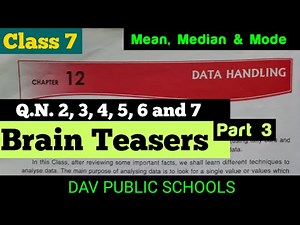 DAV class 7 maths chapter 12 brain teasers part 3 Q.N. 2, 3, 4, 5, 6 and 7 Completed