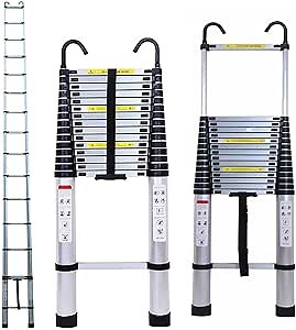 Telescoping Multi Ladder 20.34 FT Aluminum 6.2m Telescopic Ladder Extension Ladder with Detachable Hook Button Retraction Heavy Duty 330 Lb Capacity Extendable Frame Lightweight for Attic Garage