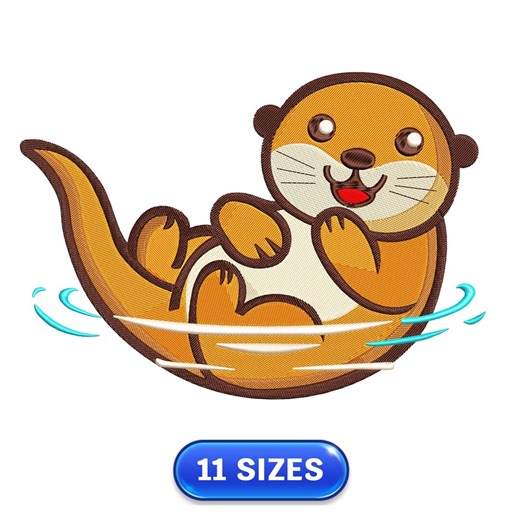 Cute Baby Otter | Aquatic Animal | Adorable | Cartoon | Embroidery Design | Machine Embroidery Scheme | Embroidery File | Instant Download - Etsy