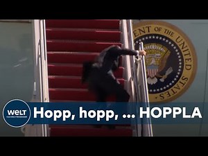 AUF WACKELIGEN BEINEN: US-Präsident Biden stolpert zur Air Force One hinauf