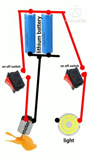 How to Connect Lithium Battery to Light & Motor with ON/OFF Switch 🔋💡⚙️ #techshorts #diytech #yt