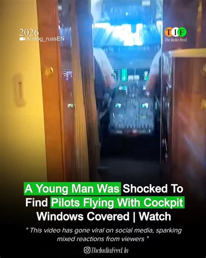 The India Feed on Instagram: "The video depicts a passenger on a private jet walking toward the cockpit during flight. He films the interior hallway, then reveals the pilots operating with full sunshades covering the windshield, blocking external view. Instruments glow, but no outside visibility. A side window shows clouds below. The man reacts with wide-eyed shock and a smile. In truth, this is standard: pilots use Instrument Flight Rules (IFR), relying on avionics, radar, and autopilot for saf