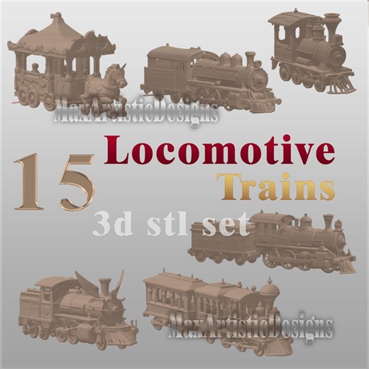 15 Locomotive Train 3d STL Files Unique Style for 3d Printers Decor - Download - Etsy