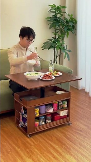 This multi-functional coffee table is perfect for small apartments. #coffeetable #movablesidetable